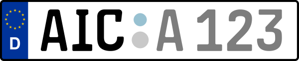 Kennzeichen AIC: Nummernschild von Aichach-Friedberg, KreisRegion (Landkreis)