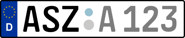 Kennzeichen ASZ: Nummernschild von Erzgebirgskreis, KreisRegion (Landkreis)