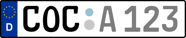 Kennzeichen COC: Nummernschild von Cochem-Zell, KreisRegion (Landkreis)