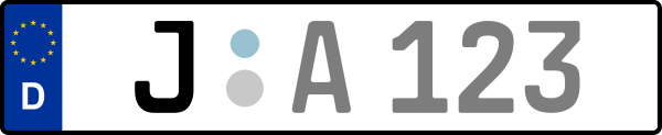 Kennzeichen J: Nummernschild von Jena, KreisRegion (Kreisfreie Stadt)