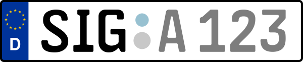 Kennzeichen SIG: Nummernschild von Sigmaringen, KreisRegion (Landkreis)