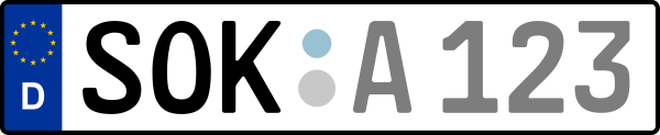 Kennzeichen SOK: Nummernschild von Saale-Orla-Kreis, KreisRegion (Landkreis)