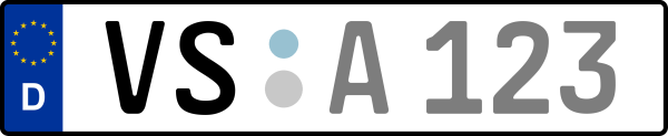 Kennzeichen VS: Nummernschild von Schwarzwald-Baar-Kreis, KreisRegion (Landkreis)