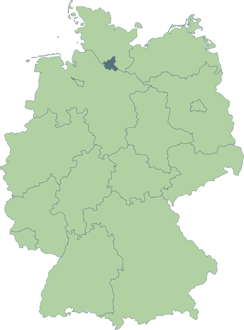 Karte: Lage von Hamburg in Deutschland