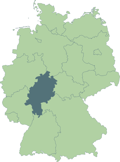 Karte: Lage von Hessen in Deutschland