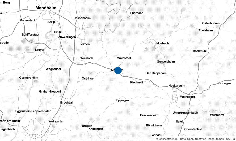 Karte: Wo liegt Sinsheim?