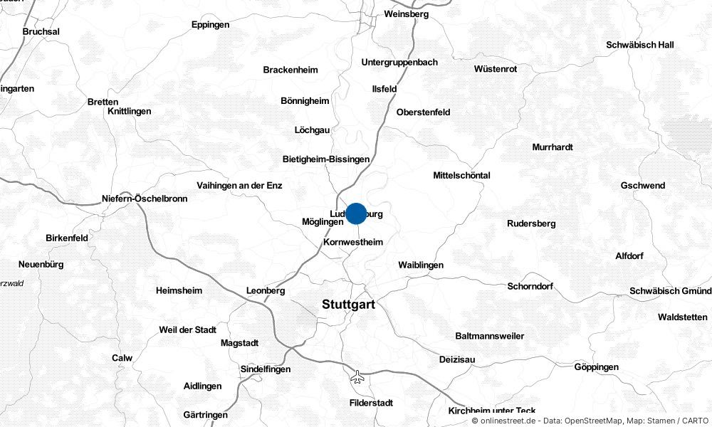 Karte: Wo liegt Ludwigsburg?