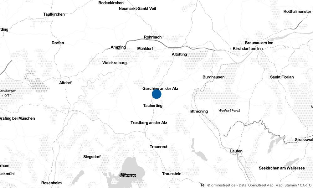 Karte: Wo liegt Garching an der Alz?