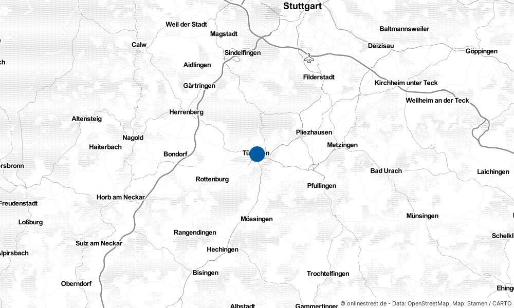 Karte: Wo liegt Tübingen?