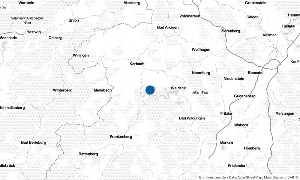 Karte: Wo liegt Vöhl?