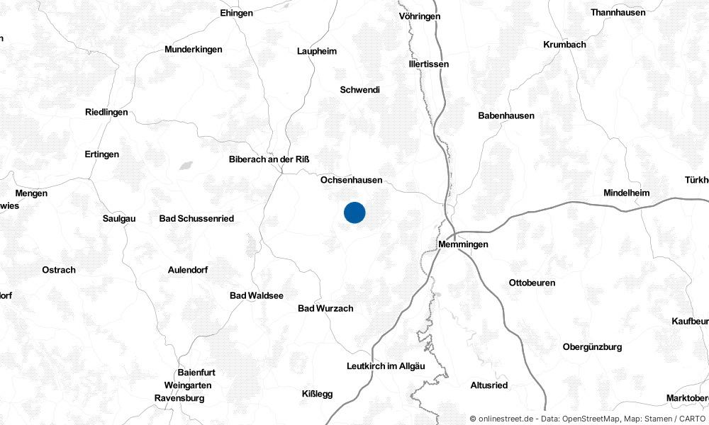 Karte: Wo liegt Steinhausen an der Rottum?