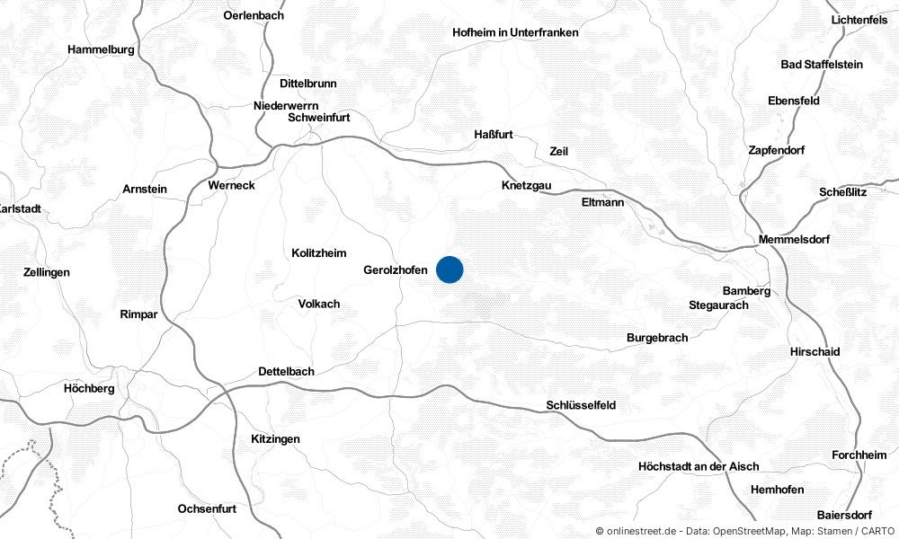 Karte: Wo liegt Michelau im Steigerwald?