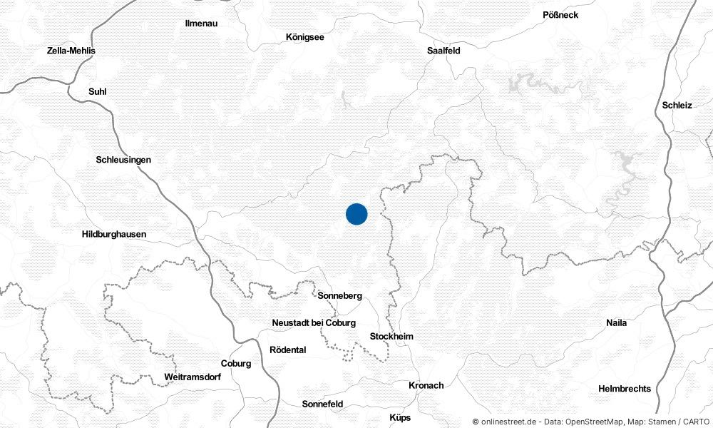 Karte: Wo liegt Oberland am Rennsteig?
