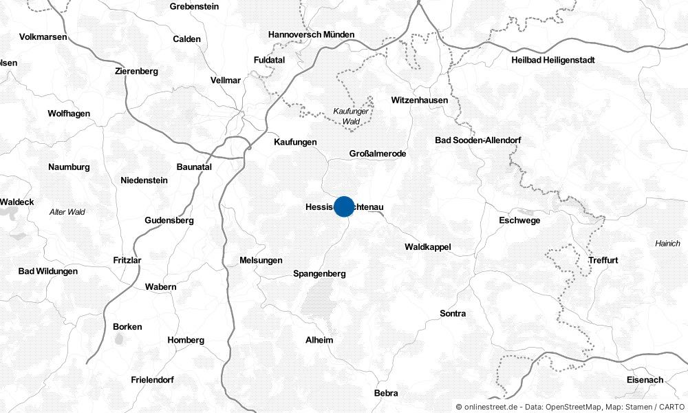 Karte: Wo liegt Hessisch Lichtenau?