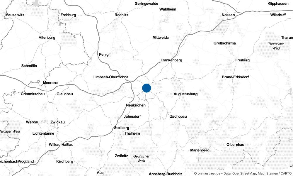 Karte: Wo liegt Chemnitz?