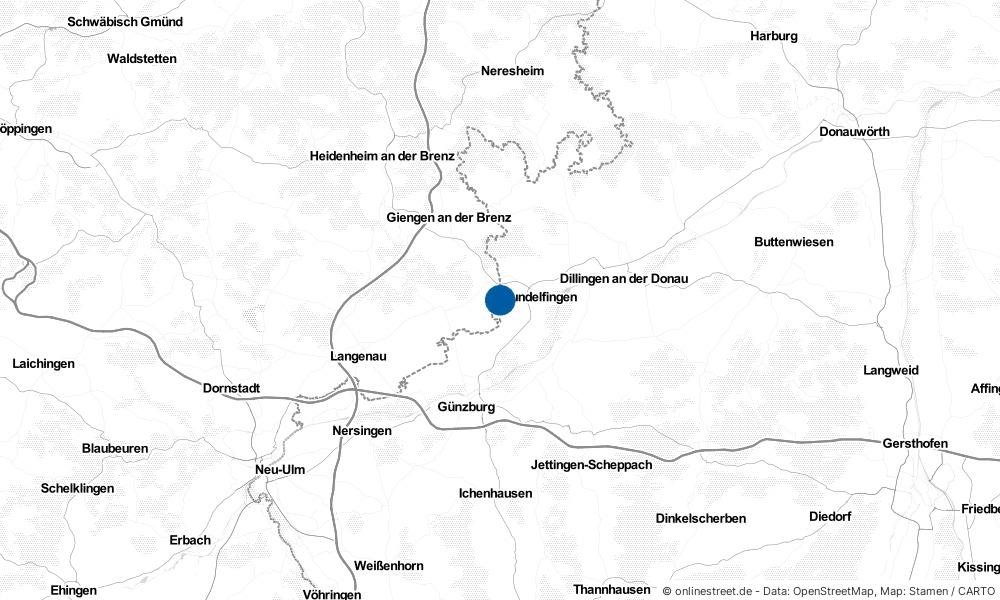 Karte: Wo liegt Bächingen an der Brenz?