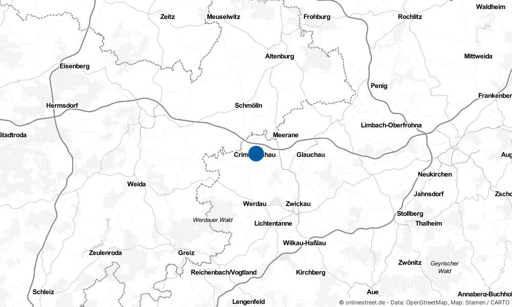 Karte: Wo liegt Crimmitschau?
