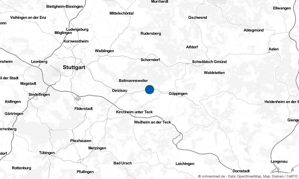 Karte: Wo liegt Ebersbach an der Fils?