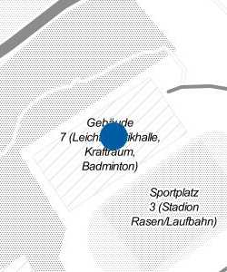 Vorschau: Karte von Gebäude 7 (Leichtathletikhalle, Kraftraum, Badminton)