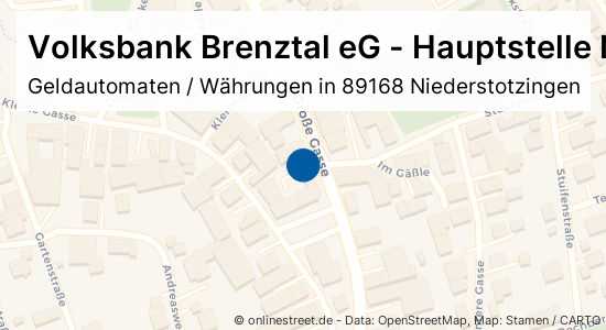 Volksbank Brenztal Eg Hauptstelle Niederstotzingen Grosse Gasse In Niederstotzingen Geldautomaten Wahrungen