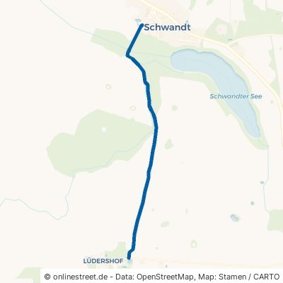 Radwanderweg Lüdershof Schwandt 17091 Rosenow 