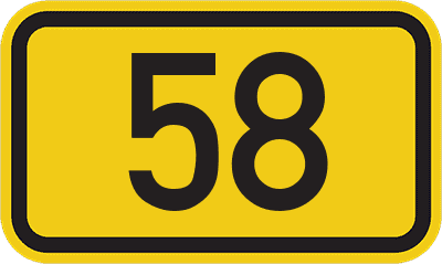 Straßenschild Bundesstraße 58