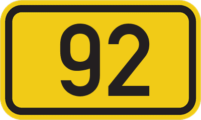 Straßenschild Bundesstraße 92