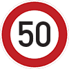 Höchstgeschwindigkeit: Straßenschild 50 km/h