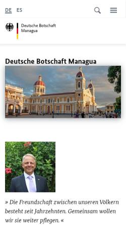 Vorschau der mobilen Webseite managua.diplo.de, Deutsche Botschaft, Managua