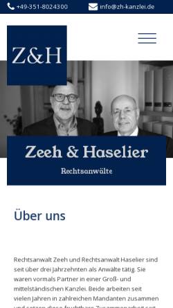 Vorschau der mobilen Webseite zeeh-online.de, Rechtsanwälte Zeeh & Coll.
