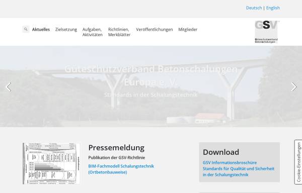 Vorschau von www.gsv-betonschalungen.de, Güteschutzverband Betonschalungen e.V.