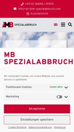 Vorschau der mobilen Webseite www.mb-abbruchtechnik.de, MB Schornstein- und Betonabbruch