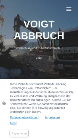 Vorschau der mobilen Webseite www.voigt-abbruch.de, Ralf Voigt Schornstein- und Industrieabbruch