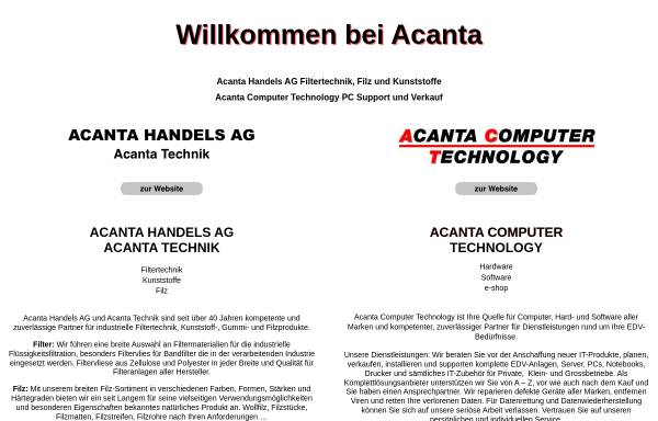 Vorschau von www.acanta.ch, Acanta Handels AG