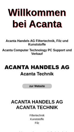 Vorschau der mobilen Webseite www.acanta.ch, Acanta Handels AG