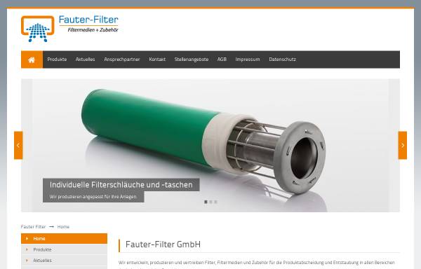 Vorschau von www.fauter-filter.de, Fauter-Filter, Inh. Dipl.-Ing. (FH) Fritz Fauter