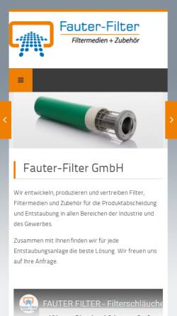 Vorschau der mobilen Webseite www.fauter-filter.de, Fauter-Filter, Inh. Dipl.-Ing. (FH) Fritz Fauter