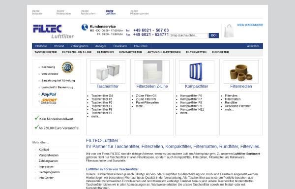 Vorschau von www.filtec-luftfilter.de, FILTEC Filter- und Umwelttechnik, Inh. Peter Desch