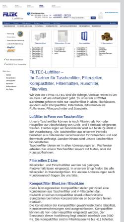 Vorschau der mobilen Webseite www.filtec-luftfilter.de, FILTEC Filter- und Umwelttechnik, Inh. Peter Desch