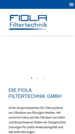 Vorschau der mobilen Webseite www.fiola.de, Fiola GmbH Filtertechnik