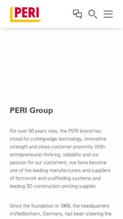 Vorschau der mobilen Webseite www.peri.com, Peri GmbH