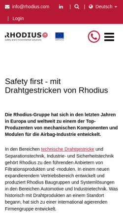 Vorschau der mobilen Webseite www.rhodius.com, Rhodius GmbH