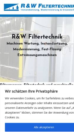 Vorschau der mobilen Webseite www.rw-filtertechnik.de, R&W Filtertechnik GmbH