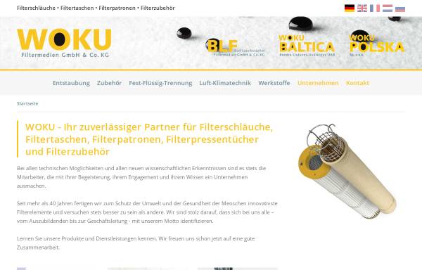 Vorschau von www.woku.de, Woku Filtermedien GmbH & Co. KG