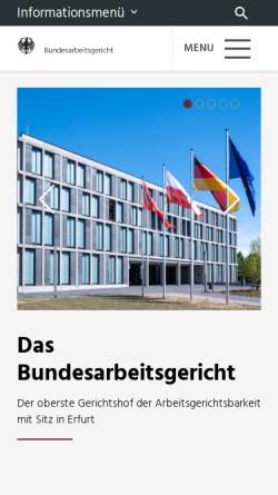Vorschau der mobilen Webseite www.bundesarbeitsgericht.de, Bundesarbeitsgericht