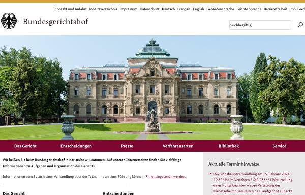 Vorschau von www.bundesgerichtshof.de, Bundesgerichtshof