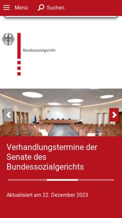 Vorschau der mobilen Webseite www.bsg.bund.de, Bundessozialgericht