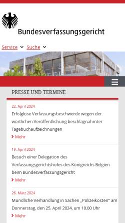 Vorschau der mobilen Webseite www.bundesverfassungsgericht.de, Bundesverfassungsgericht