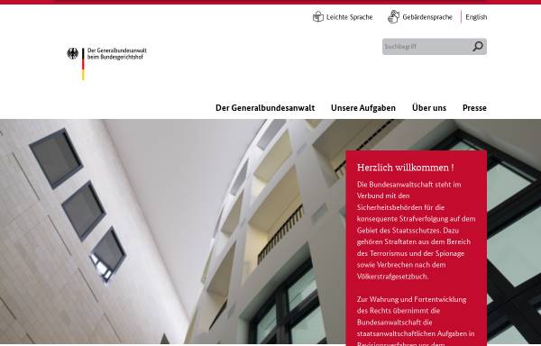 Vorschau von www.generalbundesanwalt.de, Generalbundesanwalt beim Bundesgerichtshof