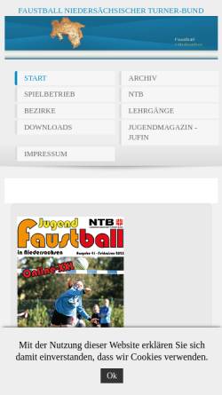 Vorschau der mobilen Webseite www.faustball-ntb.de, Faustball im Niedersächsischen Turnerbund